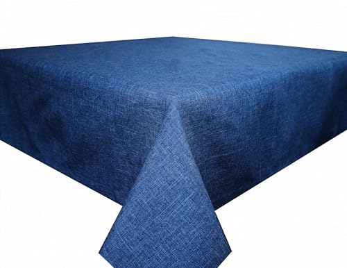 Textil Tischdecke Tischtuch Leinendecke Leinenoptik Lotuseffekt schmutzabweisend Fleckschutz pflegeleicht (Eckig 110 x 140 cm, Blau) von Brillant
