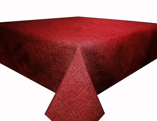 Textil Tischdecke Tischtuch Leinendecke Leinenoptik Lotuseffekt schmutzabweisend Fleckschutz pflegeleicht (Eckig 160 x 220 cm, Bordeaux) von Brillant
