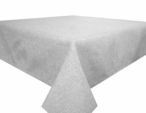 Textil Tischdecke Tischtuch Leinendecke Leinenoptik Lotuseffekt schmutzabweisend Fleckschutz pflegeleicht (Eckig 160 x 320 cm, Hellgrau) von Brillant