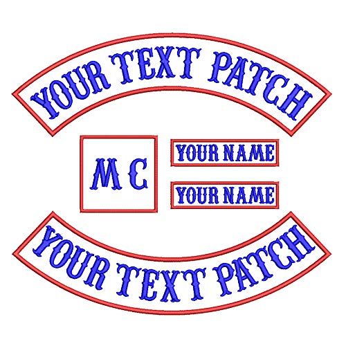 Benutzerdefinierte Biker Weste Patch, personalisierte Text Rocker Name Patch Für Club, Motorrad, Taschen Jacken Kleidung (Blue on White with red Border) von Brillianne