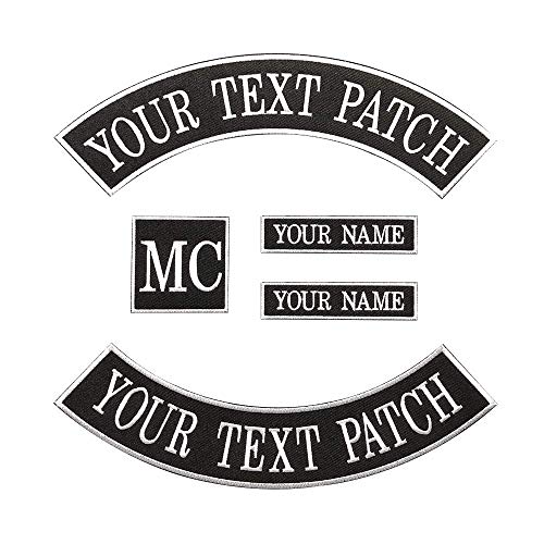 Benutzerdefinierte Biker Weste Patch, personalisierte Text Rocker Name Patch Für Club, Motorrad, Taschen Jacken Kleidung (White on Black with White Border) von Brillianne