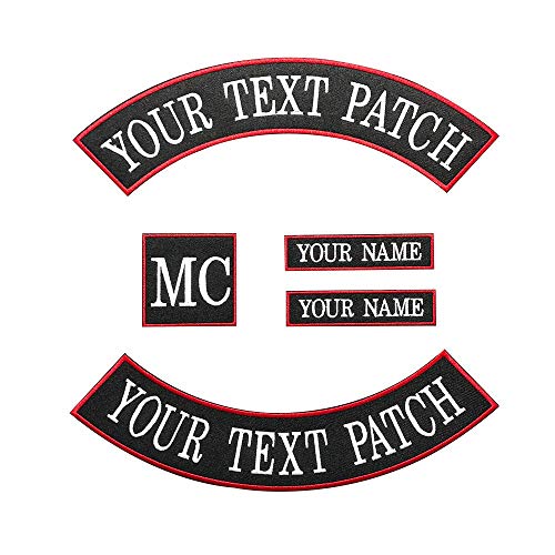 Benutzerdefinierte Biker Weste Patch, personalisierte Text Rocker Name Patch Für Club, Motorrad, Taschen Jacken Kleidung (White on black with red border) von Brillianne