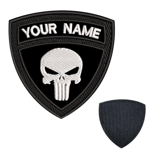 Personalisierter Aufnäher, Benutzerdefinierte Schädel Namenspatches Militär Aufnäher, 2PCS Haken Schleife Eisen auf taktische Stickerei Moral Aufnäher für Kleidung Jacken Weste Rucksäcke (SKULL 1) Personalisierter Aufnäher, Benutzerdefinierte Schädel Namenspatches Militär Aufnäher, 2PCS Haken Schleife Eisen auf taktische Stickerei Moral Aufnäher für Kleidung Jacken Weste Rucksäcke (SKULL 1) von Brillianne