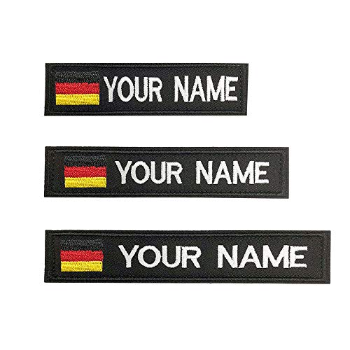 Benutzerdefinierte deutsche Militär Name Patch personalisierte gestickte Text Namensschild mit Verschluss Klettverschluss in vielen Größen und Farben (Black) von Brillianne
