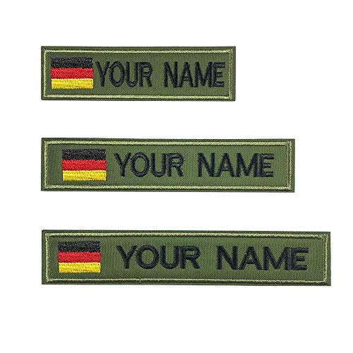 Benutzerdefinierte deutsche Militär Name Patch personalisierte gestickte Text Namensschild mit Verschluss Klettverschluss in vielen Größen und Farben (Army green) von Brillianne