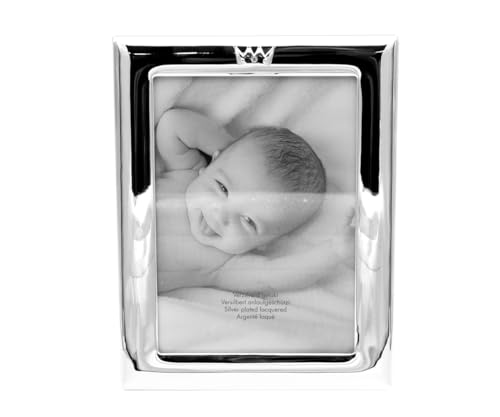 Brillibrum Design Bilderrahmen versilbert mit Krone Kinder Foto Rahmen mit Wunschgravur Taufgeschenk mit Wunschgravur Baby Fotorahmen 13 x 18 cm Silber-Rahmen (Bilderrahmen bis 25 Zeichen) von Brillibrum