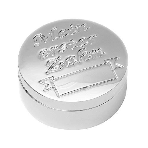 Brillibrum Design Kinder Milchzahndose Silber Zahndose versilbert nlaufgeschützt Kinderzähne Aufbewahrung Taufgeschenk (Gravur 10 Zeichen, Unterseite) von Brillibrum