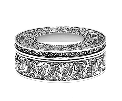 Brillibrum Design Schmuckkästchen versilbert ovale Schatulle silber Barock Stil Ovales Schmuckschatulle Schmucketui versilbert (Klein: 3,4x9,2x7,5cm, Gravur bis 15 Zeichen) von Brillibrum