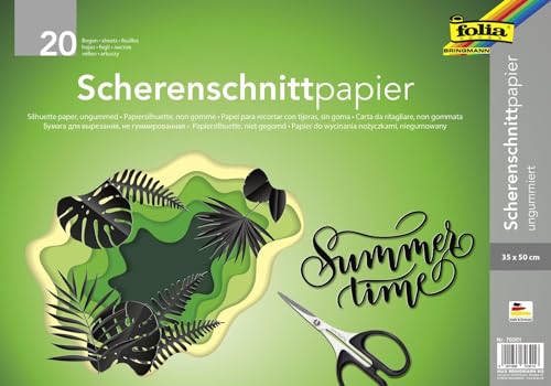 Bringmann 70301 - Scherenschnittpapier Folia ungummiert 20 Blätter, Schwarz Bringmann 70301 - Scherenschnittpapier Folia ungummiert 20 Blätter, Schwarz von folia