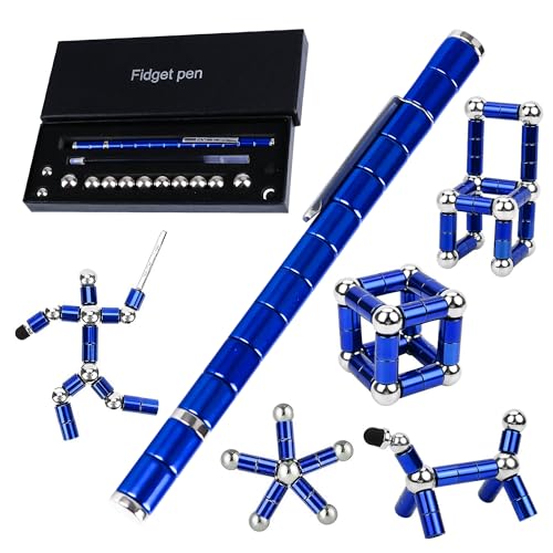 Magnetisches Fingerspielzeug Magnet Fidget Pen Magnetischer Kugelschreiber Stift Lustig Multifunktions Magnetstift Stressabbau Druckkugelschreiber Geschenke für Männer Frauen Kinder (Dunkelblau) von Brinny