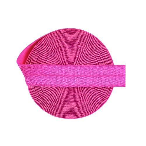 Bristlegrass Neon-Rose, 4,5 m, Satin-Elastikband zum Nähen, Rolle, glänzendes, dehnbares Band für Haargummis, Stirnband, Kleid, DIY, Nähen, einfarbig, Spitze, Neonrose (4,5 m, 1,6 m von Bristlegrass