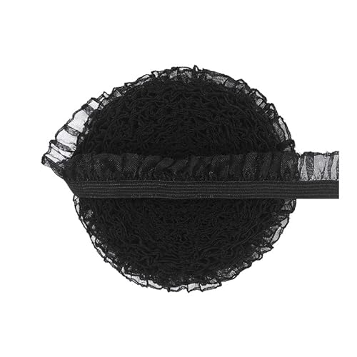 Bristlegrass Schwarzes Band mit Picot-Schlaufen, elastisches Band, Rüschen, Spitze, Spandex-Band für Haargummis, Stirnband, Dessous, Unterwäsche, Nähbesatz, einfarbig, Nähspitze, Schwarz, 2 m von Bristlegrass