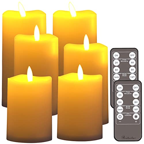 Britesta Outdoor Kerzen: 6er-Set flackernde LED-Kerzen, dimmbar, 3 Größen, Fernbedienung, IP44 (LED Kerzen außen, LED Kerzen Kunststoff, Fernbedienungen) von Britesta