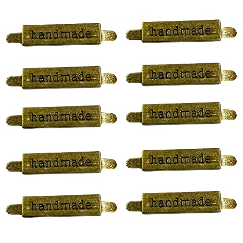 Metall Label Handmade - Taschen-Label - Label für Geldbörsen und Taschen - versch. Farben und Mengen (bronze, 10) von Brittschens Stoffe und Zutaten