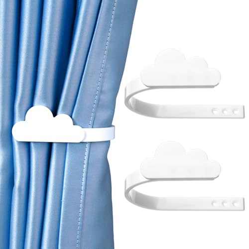 Briwooody Vorhang-Raffhalter aus Acryl, Wolkenform, Vorhanghalter mit Schraube, Wandmontage, Raffhalter für Fenster, Heimdekoration (modern), 2 Stück von Briwooody