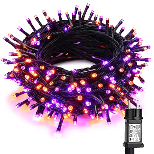 BrizLabs Halloween Deko Lichterkette Orange Lila, 20M 200 LED Außen Weihnachten Lichterketten Stecker Wasserdicht 8 Modi Innen Beleuchtung für Herbst Erntedankfest Zimmer Baum Haushalt Party Garten von BrizLabs