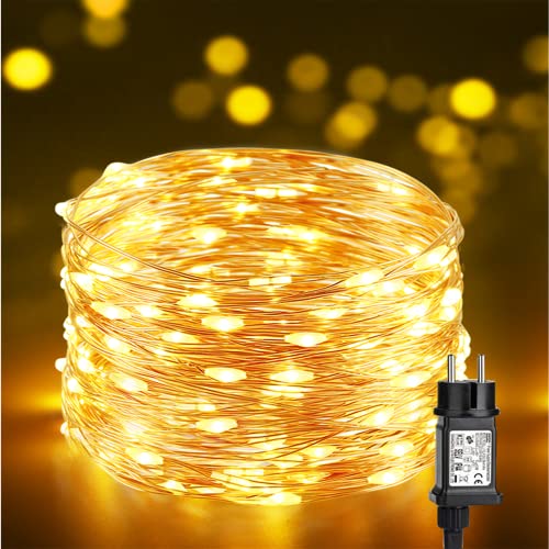 BrizLabs LED Lichterkette Draht, 10M 100 LED Kupferdraht Lichterkette Innen 8 Modi Wasserdicht Weihnachten Lichterkette mit Stecker für Kinderzimmer Hochzeit Garten Party Geburtstag Deko, Warmweiß BrizLabs LED Lichterkette Draht, 10M 100 LED Kupferdraht Lichterkette Innen 8 Modi Wasserdicht Weihnachten Lichterkette mit Stecker für Kinderzimmer Hochzeit Garten Party Geburtstag Deko, Warmweiß von BrizLabs