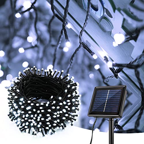 BrizLabs Solar Weihnachtsdeko Lichterkette, 32M 300 LED Solar Außenlichterkette 8 Modi Wetterfest Solarbetriebene Beleuchtung für Außen Garten Terrasse Bäume Zaun Haus Hochzeit Party Deko, Kaltweiß von BrizLabs