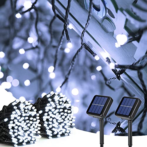 BrizLabs Weihnachtsdeko Lichterkette Solar, 2 Stück 22M 200 LED Solar Außenlichterkette 8 Modi Wetterfest Solarbetriebene Beleuchtung für Außen Garten Terrasse Zaun Haus Hochzeit Party Deko, Kaltweiß von BrizLabs