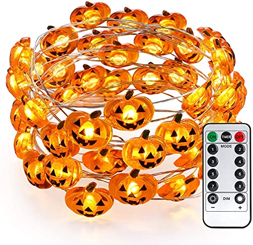 Halloween Lichterkette Kürbis, BrizLabs 4M 40 LED Deko Lichterketten Innen Batteriebetrieben Wasserdichte mit Fernbedienung & Timer Beleuchtung Dekoration für Gärten Weihnachten Party, Warmweiß Halloween Lichterkette Kürbis, BrizLabs 4M 40 LED Deko Lichterketten Innen Batteriebetrieben Wasserdichte mit Fernbedienung & Timer Beleuchtung Dekoration für Gärten Weihnachten Party, Warmweiß von BrizLabs