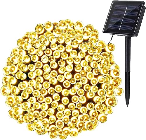 BrizLabs Solar Lichterkette Aussen, 22M 200 LED Solarlichterkette Weihnachten Wasserdicht Außenlichterkette 8 Modi Solar Beleuchtung Deko für Garten, Terrasse, Yard, Haus, Hochzeit, Warmweiß von BrizLabs