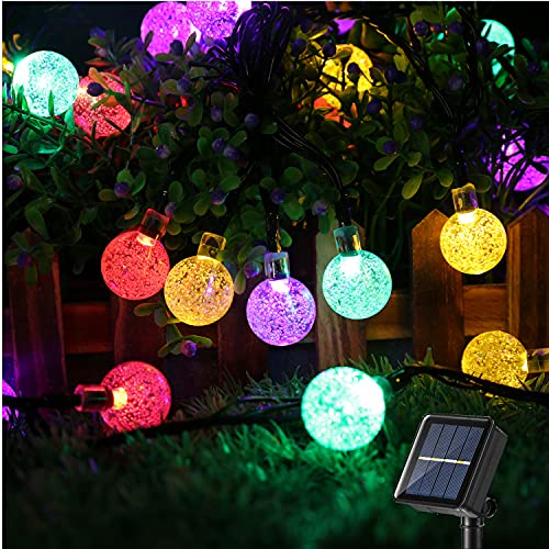 Solar Lichterkette Aussen 30 LED Kugeln Lichterkette Bunt BrizLabs 4.5M Kristall 8 Modi Außenlichterkette Wasserdicht Kristallbälle Beleuchtung für Garten Terrasse Bäume Hof Haus Party Deko von BrizLabs