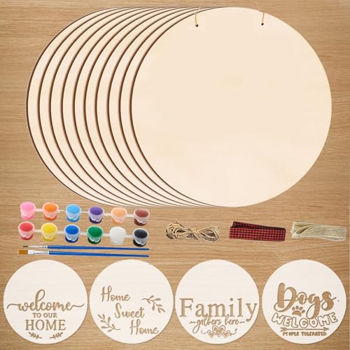 30,5 cm große Holzkreise zum Basteln mit 4 Willkommens-Schablonen und Farbe, 10 unlackierte Holz-Runde für Cricut-Projekte, Brennen, Malen, Türhänger, DIY, Vatertag, Urlaub, Basteln, Heimdekoration 30,5 cm große Holzkreise zum Basteln mit 4 Willkommens-Schablonen und Farbe, 10 unlackierte Holz-Runde für Cricut-Projekte, Brennen, Malen, Türhänger, DIY, Vatertag, Urlaub, Basteln, Heimdekoration von Brmeday