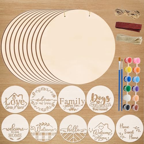 30,5 cm große Holzkreise zum Basteln mit 9 Willkommensschablonen und Farbe, 10 unlackierte Holz-Runde für Cricut-Projekte, Brennen, Malen, Türaufhänger, DIY, Vatertag, Urlaub, Basteln, Heimdekoration 30,5 cm große Holzkreise zum Basteln mit 9 Willkommensschablonen und Farbe, 10 unlackierte Holz-Runde für Cricut-Projekte, Brennen, Malen, Türaufhänger, DIY, Vatertag, Urlaub, Basteln, Heimdekoration von Brmeday