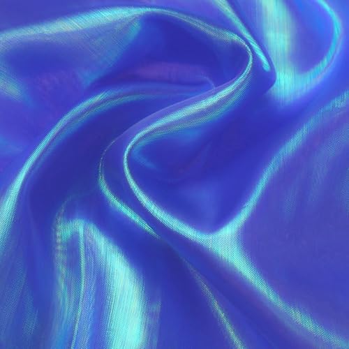 1,4 m x 1 m, schillernder Organza, Stoff, Blau, Organza, Polyester, (Sapphireblue) von BroLuka