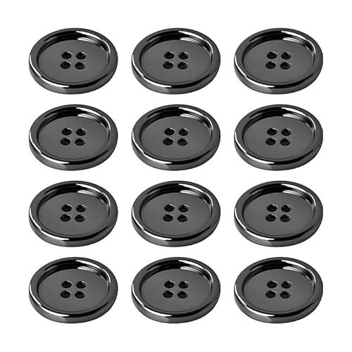 10 PCS Metal Round Buttons 4 Holes Buttons (10mm,Black) von BroLuka
