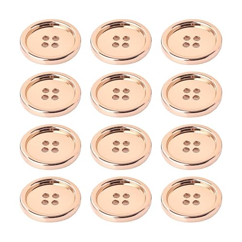 10 PCS Metal Round Buttons 4 Holes Buttons (10mm,Gold) von BroLuka