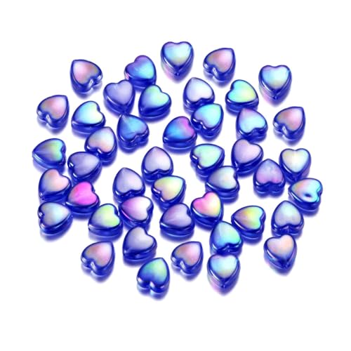 100 Stück lila Herzform Perlen 9 mm (DBlue) von BroLuka