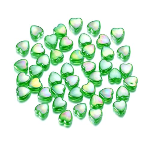 100 Stück lila Herzform Perlen 9 mm (Grün) von BroLuka