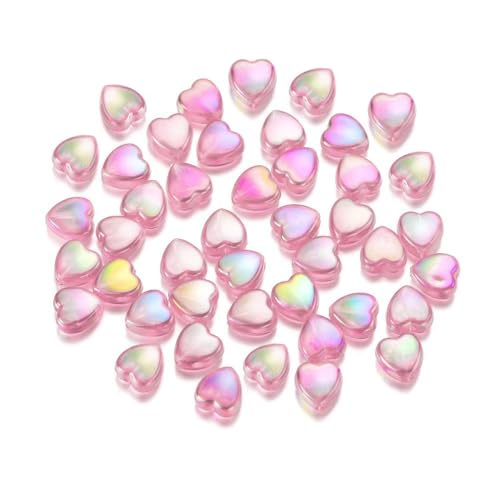 100 Stück lila Herzform Perlen 9 mm (Pink) von BroLuka