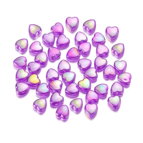 100 Stück lila Herzperlen 9 mm (violett) von BroLuka