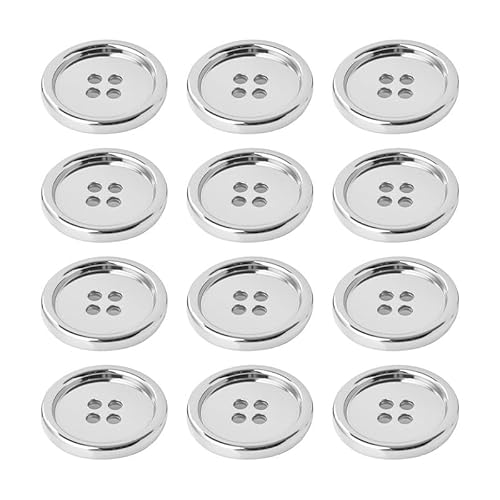 12 PCS Silberknöpfe Zum Nähen, 4-Loch-Knöpfe Für Handarbeiten, Geeignet Für Hemden, Hosen, Blazer (20mm) von BroLuka