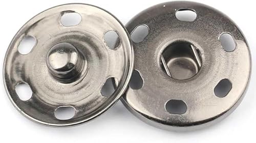 12 Sets breit 25 mm Press Studs for Sewing – Metall Sew-on Snap Fasteners for Clothing & DIY Craft Projekte (Grau) von BroLuka