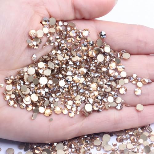 1440PCS Flatback Rhinestones Gems Champagne Gold Glass Crystal Rhinestones Gems for Nail Art/Face Decor/Craft 1.3-2.8MM (LightBlue) von BroLuka