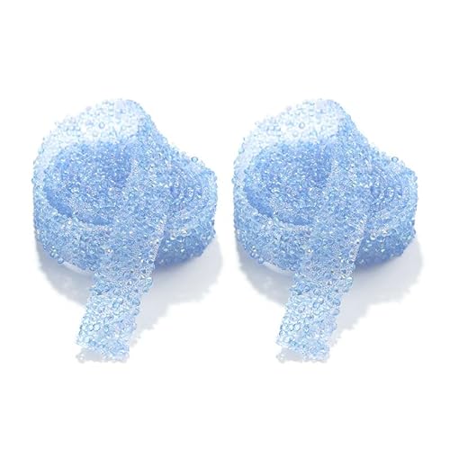 2 Rolls 1 Yard Rhinestone Diamond Ribbons Light Pink 1,2 cm (Blau) von BroLuka