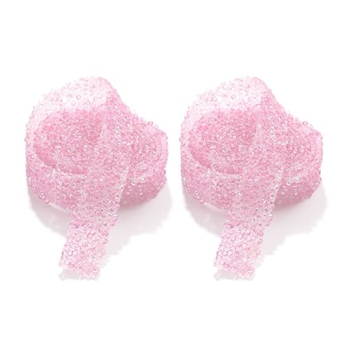 2 Rolls 1 Yard Rhinestone Diamond Ribbons Light Pink 1,2 cm (Pink) von BroLuka