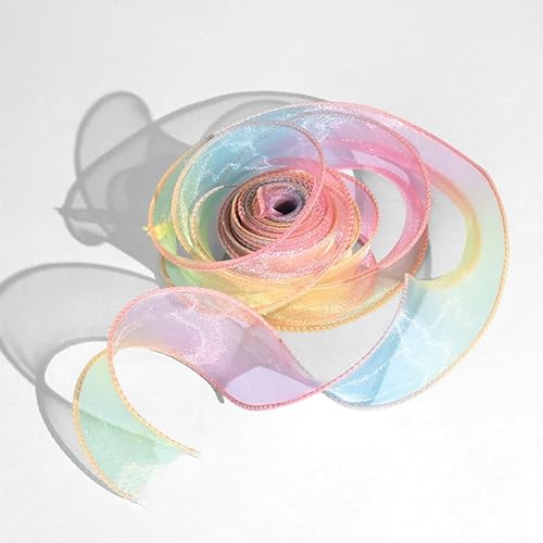 4 cm x 10 Yard schillerndes Organzaband (RedBlueYellow) von BroLuka