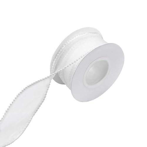 4 cm x 5 Yard Pearl Edge Organza Tuch für Blumenstrauß, Geschenk, Weiß (Weiß) von BroLuka