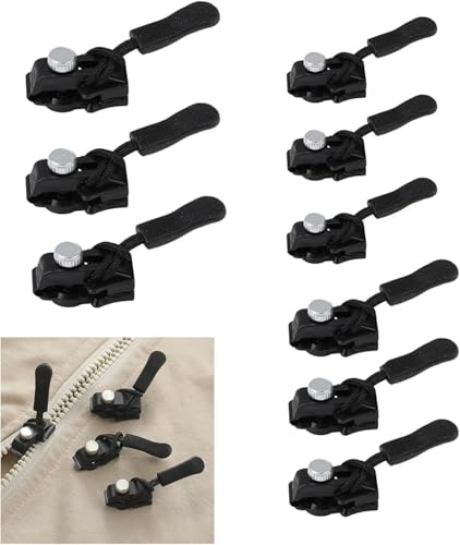9-teiliges Reißverschluss-Set, Reißverschluss, Ersatzteil, Slider, Zipper für Pullover, Reißverschluss, Universal, klein, sofortiger Reißverschluss, abnehmbarer schwarzer Reißverschluss, Kopfschneller 9-teiliges Reißverschluss-Set, Reißverschluss, Ersatzteil, Slider, Zipper für Pullover, Reißverschluss, Universal, klein, sofortiger Reißverschluss, abnehmbarer schwarzer Reißverschluss, Kopfschneller von BroLuka