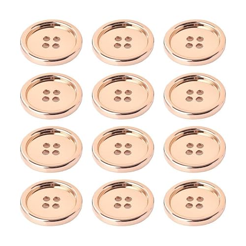 Goldknöpfe zum Nähen, Knöpfe mit 4 Löchern zum Basteln, geeignet für Hemd, Hose, Blazer (12 mm), 12 Stück von BroLuka