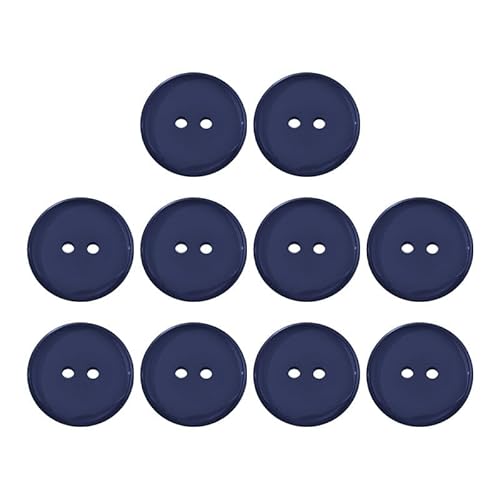 Nähknöpfe aus Kunstharz, 15 mm (Marineblau), runde Knöpfe mit 2 Löchern, für Außenkleidung und Partydekoration, 10 Stück von BroLuka