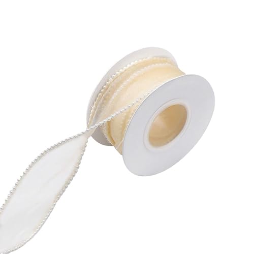 Organzaband, Perlweiß, 4 cm x 4,57 m (5 Yards) – Rolle mit Spule für Blumensträuße, Kränze, DIY, Geschenkverpackung, Hochzeit und Gebäckdekoration von BroLuka