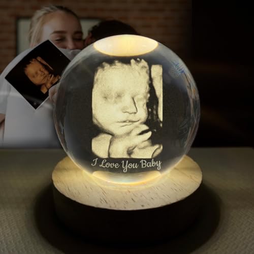 Brocade Creek Personalisierter Kristallkugel-Fotorahmen mit Ultraschall, individueller Rahmen zur Erinnerung an das Babyfoto, Überraschungsgeschenk für die werdenden Eltern von Brocade Creek