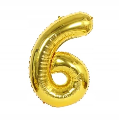 BALON 6 FOLIE GOLD IN STIRM SECHS 100CM HEL SYLWESTER GEBURT von Brokatove