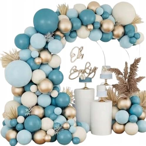 Brokatove Ballon-Set 137 tlg. Blau Sand Gold Girlande Ballon Hochzeit von Brokatove