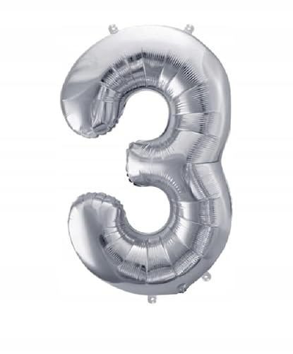 DIFER BALON 3 DREI SILBER FOLIE IM STICKER GROSSE 100CM GEBURT von Brokatove